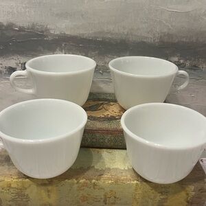 4 Vintage White Pyrex Teacup's